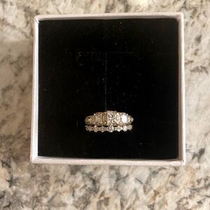 Unique 10k YG 1/2 carat diamond wedding ring and band.